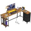 DEVAISE Scrivania Angolare L 168×103 cm con cassetti, scrivania con presa elettrica e USB, tavolo computer con spazio di archiviazione per home office e camera da letto, marrone rustico