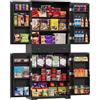 VOWNER Credenza Cucina, Mobile da Cucina con 4 Armadi e 1 Cassetti, Mobile Buffet Dispensa, Armadio Dispensa, 4 Ripiani Regolabili, 12 Ripiani su Ante, Cucina, Soggiorno, 183H x 76W x 40Lcm (Nero)