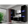 Furnitech Luna II - Set di 80 mobili da bagno con specchio (LED RGB (16 colori), colore: Nero