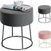 HOMASIS Sgabello per Toeletta Trucco, Sgabello Trucco, Pouf Velluto, Poggiapiedi da Divano, Gambe Dorate in Metallo, Sedia Moderna, 34 x 46 cm (D x A) (Grigio, M2)