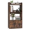 COSTWAY Libreria Aperta a 3 Ripiani, Scaffale Salvaspazio in Legno con Cassetto, Scaffale Portaoggetti Espositivo per Camera da Letto, Soggiorno, Cucina e Ingresso, 55 x 29 x 105 cm (Marrone)