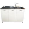 MABEL Mobile Sottolavello Cucina Bianco Organizer in Legno Nobilitato con Lavello da Appoggio in Acciaio Vasche a Destra con Gocciolatoio - L 120 cm x P 50 cm x H 83,5 cm