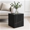 [en.casa] Tavolino a Forma di Cubo Tavolo Basso da Caffè Tavolino Laterale da Divano Comodino 45 x 40 x 40 cm - Effetto Marmo Nero