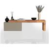 WHOUS Mobile Porta TV CHRONOS per Soggiorno con 1 Anta a Ribalta, Mobile Tv Regolabile per Salotto in Legno, 180/260x40x51 cm, Tortora Opaco e Rovere