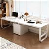 GAOCUNBING Scrivania per computer, in legno, moderna, doppia scrivania da ufficio, doppia postazione di lavoro con cassetti, scrivania per computer extra lunga per casa e ufficio, bianco, 200 cm