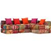 Tidyard Pouf Modulare Convertibile in Tessuto Patchwork 200x132x58 cm con Imbottitura in Gommapiuma e Poliestere, Divano Letto Multifunzionale per Soggiorno, Veranda e Famiglia