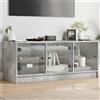 MOBCANT Mobile Porta TV, Tavolino per tv Mobiletto tv basso Mobile sala TV Mobile TV modern Utilizzabile per Appartamento Ufficio Hotel Lounge con Ante in Vetro Grigio Cemento 102x37x42 cm