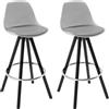 WOLTU Sgabelli Bar Set di 2, Sedia Alta con Schienale e Poggiapiedi per Isola Cucina, Pub, Sala da Pranzo, in Gambe Legno, PU, Grigio+Nero