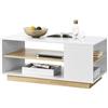 [en.casa] Tavolino da Salotto con Ripiano Tavolo Basso da Caffè con Vani Aperti Tavolino Rettangolare per Soggiorno Studio Living 100 x 60 x 46 cm - Bianco/Effetto Rovere