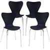 [en.casa] Set di 4 Sedie da Sala Pranzo Cucina Sala di Attesa Sedie Impilabili Gambe Cromate Scocca delle Sedie in Multistrato di Betulla - Nero