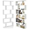 HOMASIS Libreria da Parete a 6 Livelli, Libreria Scaffale in Legno, Divisorio a Parete Multifunzionale con Design Antiribaltamento, Scaffale a S per Ufficio, Salotto, 80 x 23 x 191cm (Bianco)