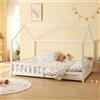 [en.casa] Letto per Cameretta Lettino a Forma di Casetta con Sbarre Letto Piazza e Mezza per Bambini Struttura in Legno di Pino 120 x 200 cm Bianco