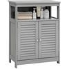 GIANTEX Armadietto Mobile Bagno Autoportante, con 2 Ante Legno e Ripiani Regolabili in Altezza, 3 Livelli, Multiuso e Salvaspazio, 30x60x80 cm (Grigio)