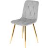 Sleepy shop 24 YOUR PERFECT MATTRESS Elegante sedia da pranzo in velluto beige con gambe in metallo dorato - Sedia imbottita moderna, imbottita, stabile, per sala da pranzo, cucina e ufficio (oro grigio)