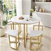 NNJN Set tavolo da pranzo con quattro sedie, set da pranzo con piano in MDF e telaio in ferro dorato, sedia in velluto, moderni tavoli e sedie di lusso (bianco)