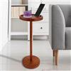 QINGLANG Tavolino rotondo in legno, supporto per telefono, tavolo da caffè, divano, tavolo da tè, comodino, piccolo per spazi limitati, soggiorno, camera da letto, balcone