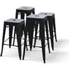 PAZZO DESIGN Sgabello da bar e cucina, Set da 4, Nero, 41x41x66, Gambe Metallo, Sala da Pranzo, Impilabili, Per Bistrò Bar e Ristoranti, Cucina, per Interni - id_2328