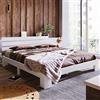 Merax Letto in legno massiccio, letto matrimoniale, telaio in legno con testiera e rete a doghe, 140 x 200 cm, supporto per doghe in legno, spazio sotto il letto, mobili per camera da letto, bianco