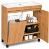 paplinskimoebel Mobile con lavabo 80 cm Ribera, sospeso o a terra, per bagno, chiusura soft, cestino per biancheria, set di mobili da bagno con lavabo, ripiani aggiuntivi. (Rovere Lancelot, 80)