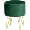 AKORD Lili Pouf Poggiapiedi Contenitore per Piccoli Oggetti Moderno Velour Imbottito Accattivante Colore Gambe in Metallo per il Soggiorno Camera da Letto | Verde bottiglia