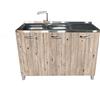 MABEL Mobile Sottolavello Cucina Node Organizer in Legno Nobilitato con Lavello da Appoggio in Acciaio Vasche a Sinistra con Gocciolatoio - L 120 cm x P 50 cm x H 83,5 cm