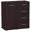 MATKAM Helena cassettiera L80 x H84,5 x P35 cm, credenza con 4 cassetti e 1 vano con ante, ideale per ufficio, corridoio, soggiorno, camera dei ragazzi o dei bambini (wengé)