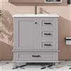 Moimhear 76 x 46 x 83,5 cm, lavabo da bagno, laccato, tre cassetti silenziosi, lavabo in ceramica integrato (grigio + bianco)