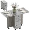 HOMCOM Tavolo da Pranzo Pieghevole, Tavolo Cucina a Ribalta con Ruote a Freno per 6 Persone, Scrivania Richiudibile con 2 Cassetti e Armadietto, per Soggiorno, 120x60x76.5 cm, Grigio Effetto Roccia