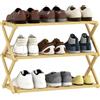 HOMCOM Scaffale scarpe pieghevole bambù 3 piani senza montaggio Naturale