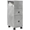 SKTQYQO Mobiletto da Bagno Stretto con 4 Ruote Grigio Cemento in Truciolato, Cassettiera con 2 Cassetti e Guide Metalliche, Mobile Portaoggetti per Cucina e Soggiorno, Design