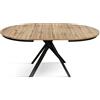 Mar.c.a. Design - Tavolo Rotondo Allungabile 120/170x75,5 cm - Piano in Nobilitato Rovere Rustico e Gambe Incrociate in Metallo Nero - Made in Italy