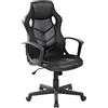 Rebecca Mobili Sedia Gaming, Poltrona Ufficio Nera, Pelle Sintetica Pvc, Con Ruote, Cameretta Studio - Misure (HxLxP): 106/118 x 60 x 61 cm - Art. RE6776