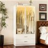 FOERPL - Armadio moderno bianco con luce LED e porte in vetro, guardaroba con asta appendiabiti e 2 cassetti, per camera da letto e cameretta dei bambini (80 x 50 x 175 cm, MDF)