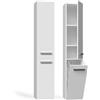 CDF Mobile da Bagno Lavanderia Colonna Bagno con Cesto per Biancheria Armadio Salvaspazio per Spazi Ridotti Soggiorno Corridoio WC Bianco largh 31 cm 30x31x174 cm Facile Montaggio