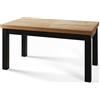 AlpiMeble Tavolo rettangolare per sala da pranzo classico, allungabile, dimensioni: 120 - 160 x 80 x 78 cm, colore: Artigianato, con gambe in legno di colore nero