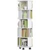 Hzuaneri Libreria con Rotazione 360°, Scaffale Verticale a 5 ripiani con Rotelle Fisse, per Soggiorno, Studio e Ufficio, 45 x 45 x 161,5 cm, Bianco BC54003X