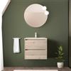 Inbagno Mobile bagno sospeso 70 cm rovere bali con lavabo in ceramica ad incasso, 2 cassetti con chiusura soft-close, GAYA