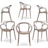 REDÒKASA Set 6 sedie in polipropilene CHIARA, impilabile, design moderno, ideale per sala da pranzo, soggiorno, cucina, sala d'attesa, bar, ristoranti (6, Tortora)