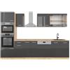 Vicco Cucina componibile R-Line, Antracite lucido/oro power oak, 300 cm con armadio alto, senza piano di lavoro, per l'espansione personalizzata tramite moduli aggiuntivi compatibili