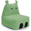 Lumaland Pouf Hippo per bambini, impermeabile, materiale di facile manutenzione, 80 x 70 x 65 cm e 2,9 kg, colore: verde