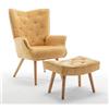 Totò Piccinni Set Siesta Poltrona con Sgabello di Design in Tessuto Gambe in Legno di Faggio (Giallo)