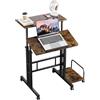 Dripex Scrivania per Computer con Ruote, Tavolo Porta PC Ruote Regolabile in Altezza, 60 x 60 cm, Mobile Scrivania per Ufficio Camera da Letto, marrone vintage e nero