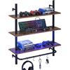 COSTWAY Mensola da Parete, Scaffalatura a 3 Livelli con Luce LED e 4 Ganci a S, Controllo Remoto e APP, Scaffale per Riporre e Esporre in Cucina, Camera da Letto e Soggiorno, 80,5x24x97 cm