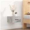 HaoChrymec Comodino Sospeso, Mensola con Cassetto Sospesa, Mensola con Cassetto Grigio Cemento, Legno Composito Resistente, Comodino Camera da Letto o Bagno, Design Moderno Salvaspazio, 35x35x20cm