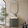Planetmöbel Set mobili da bagno Lavabo con mobile sottolavabo 56 x 55 x 30 cm antracite e rovere dorato, specchio da bagno illuminazione, 50 x 90 cm, ovale, 3 livelli di illuminazione, interruttore