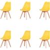 HJhomeheart Sedie Sala da Pranzo, Set di 6 Sedie, Gambe in Legno Massello, Design Nordico Ergonomico, Sedie Cucina, Sedie Moderne (Giallo-6)