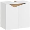 HOMCOM Mobile Sottolavabo per Bagno con Armadietto a 2 Ante Ammortizzate, Mobiletto Sottolavabo con Intaglio a U, Salvaspazio, Adatto a Lavabi senza Colonna, 60x35x57.9 cm, Bianco