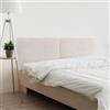 DHOME Testiera Imbottita Liscia Arrotondata in Velluto Premium per Parete Acustica Testate Letto Fonoassorbenti Camera da Letto (Bianco Ossa, 180cm Dual)