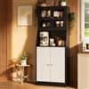 BIYFSDS Credenza alta cucina con LED, mobile da cucina con piano di lavoro, armadio da cucina con ripiani regolabili e armadi, credenze, vetrina per sala da pranzo (nero)