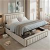 BLSYHDH - Letto baule 160 x 200 cm, letto imbottito con sistema idraulico e cassapanca, letto matrimoniale con contenitore, con testiera e rete a doghe (bianco sporco+flanella A)